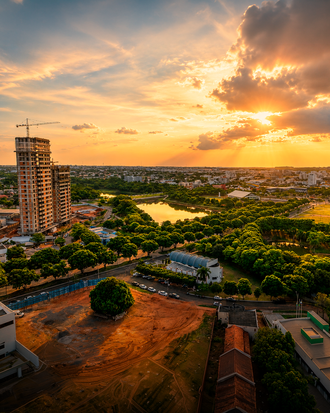 Torres residenciais em execução ao entardecer — Mutum Engenharia
