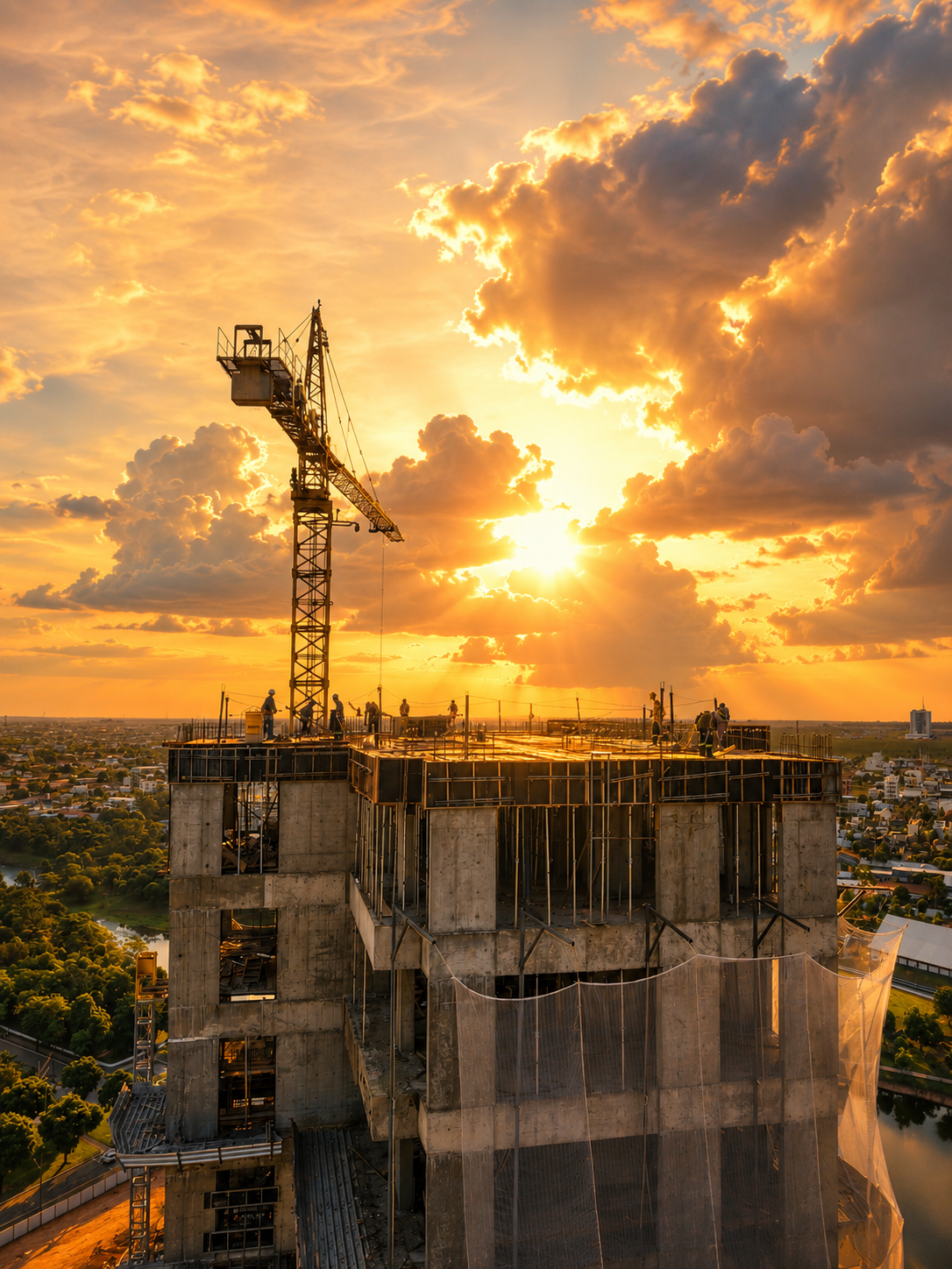 Obra Mutum Engenharia ao entardecer